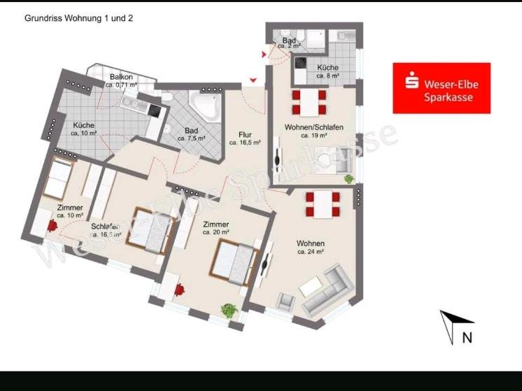 Etagenwohnung Bremerhaven Mitte - 5 Zimmer, 130 m&sup2;, 147.950&euro; | Angebot:26926543