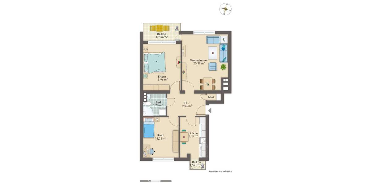Etagenwohnung Bremerhaven Lehe - 3 Zimmer, 68 m&sup2;, 480&euro; | Angebot:26799462