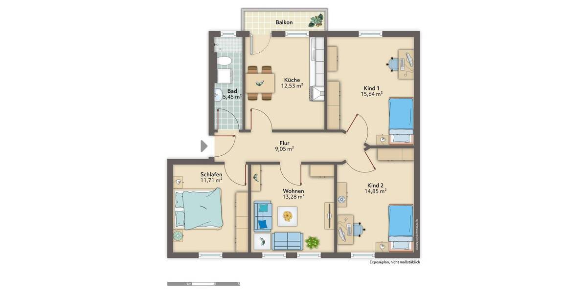 Etagenwohnung Bremerhaven Lehe - 4 Zimmer, 84 m&sup2;, 580&euro; | Angebot:26817383