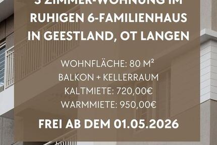 Wohnung Geestland - 3 Zimmer, 80 m&sup2;, 950&euro; | Angebot:25286497