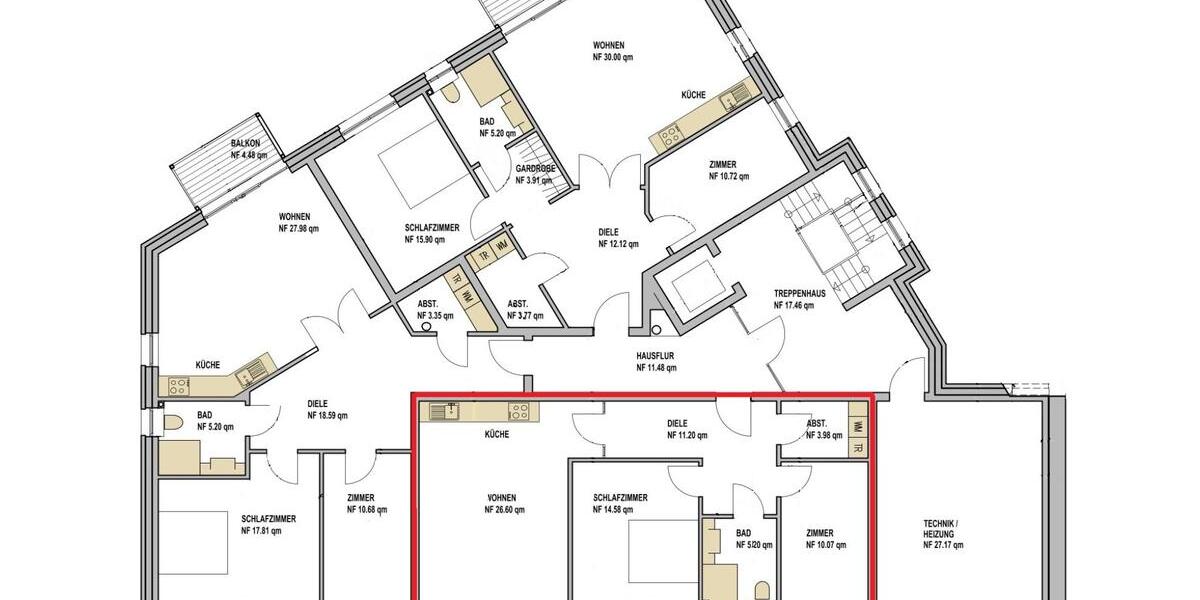 Etagenwohnung Wanna - 3 Zimmer, 76 m&sup2;, 915&euro; | Angebot:25655123