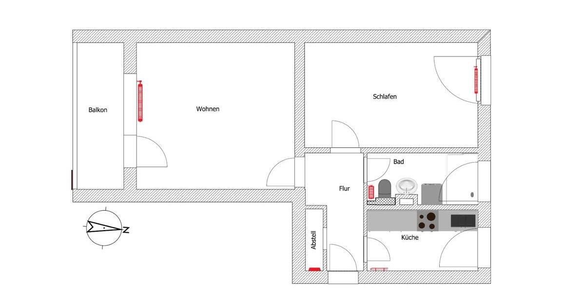 Etagenwohnung Brake (Unterweser) - 2 Zimmer, 51 m&sup2;, 70.500&euro; | Angebot:25523557