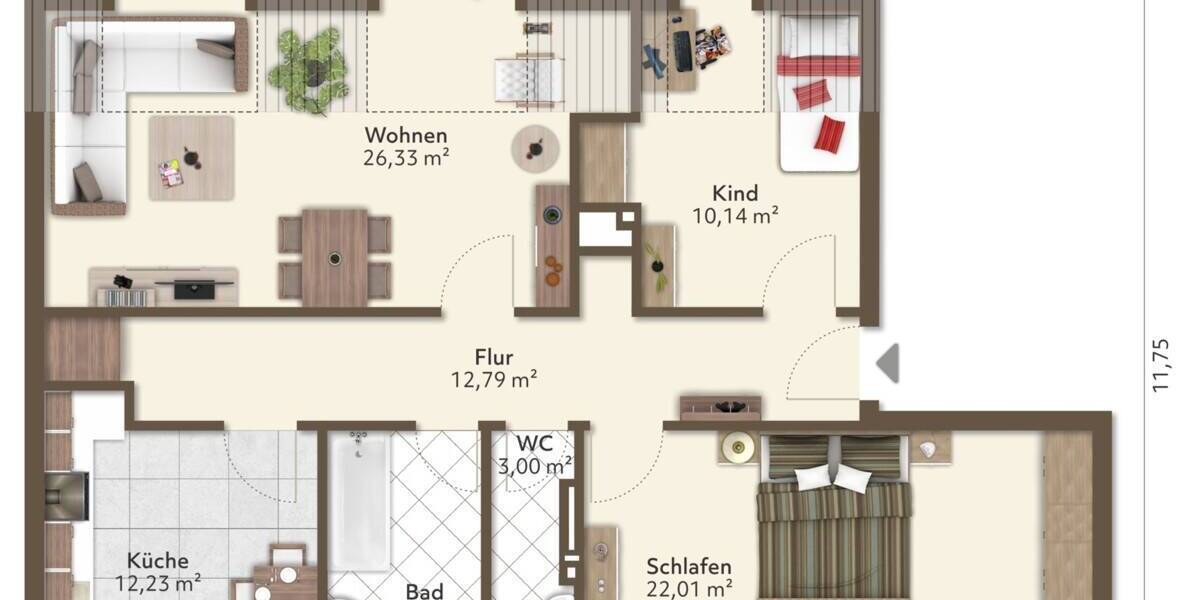 Etagenwohnung Bremerhaven Geestemünde - 3 Zimmer, 96 m&sup2;, 165.000&euro; | Angebot:26471198