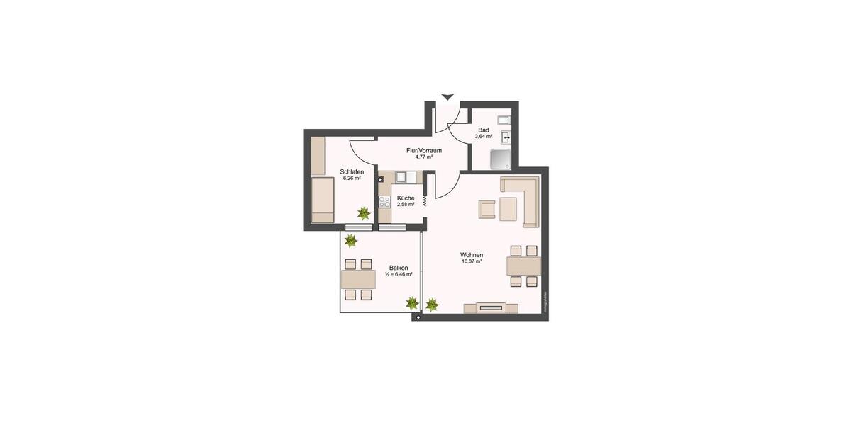 Erdgeschoßwohnung Wilhelmshaven Heppens - 2 Zimmer, 36 m&sup2;, 69.000&euro; | Angebot:26356883