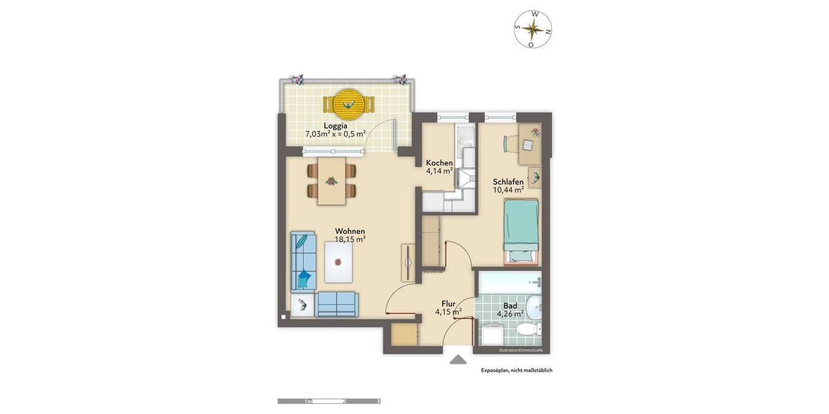 Etagenwohnung Bremerhaven Lehe - 2 Zimmer, 43 m&sup2;, 280&euro; | Angebot:26894750