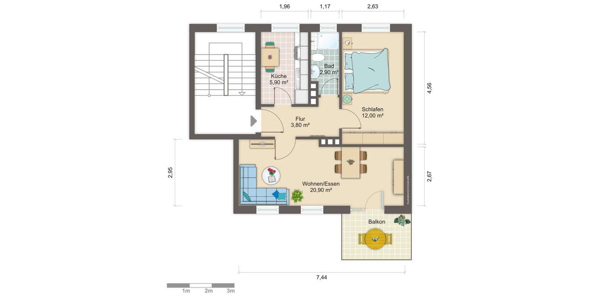 Etagenwohnung Bremerhaven Geestemünde - 2 Zimmer, 49 m&sup2;, 350&euro; | Angebot:26192542