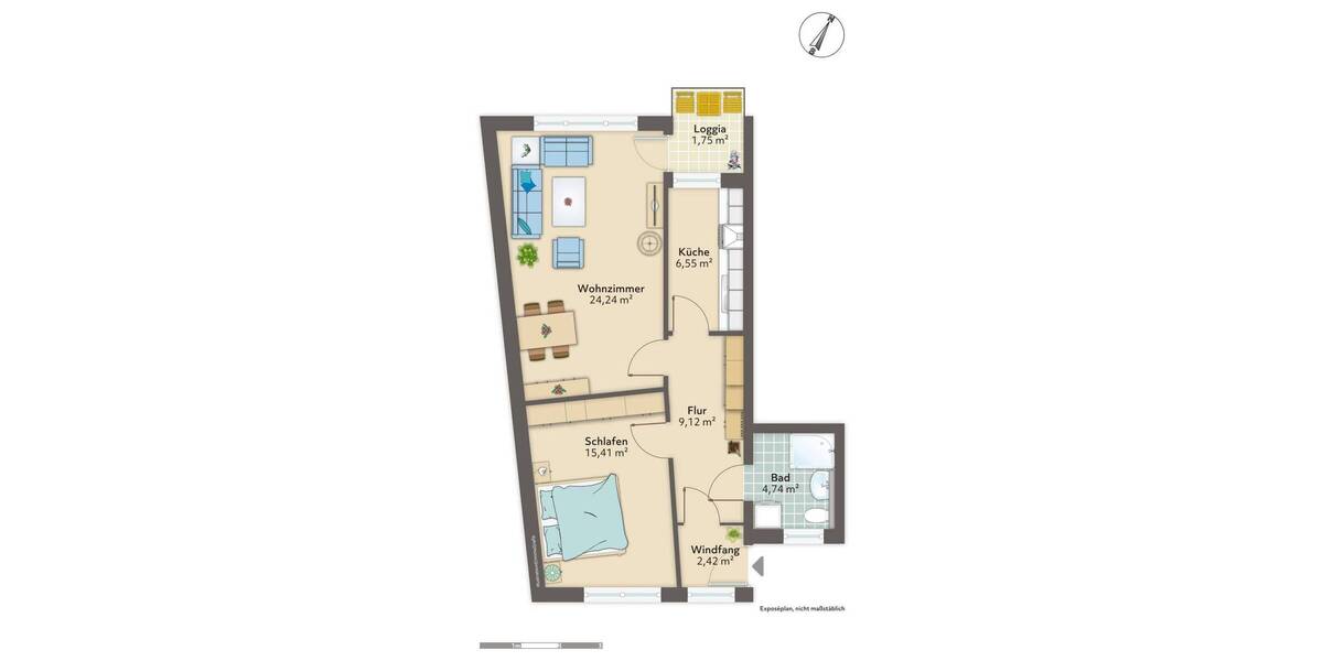 Etagenwohnung Bremerhaven Lehe - 2 Zimmer, 64 m&sup2;, 500&euro; | Angebot:26763299
