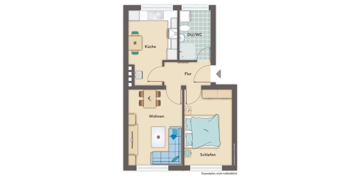 Etagenwohnung Bremerhaven Mitte - 2 Zimmer, 47 m&sup2;, 355&euro; | Angebot:26247593