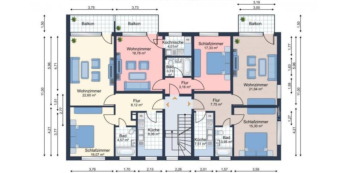 Etagenwohnung Wilhelmshaven / Heppens Heppens - 2 Zimmer, 48 m&sup2;, 387&euro; | Angebot:25696205