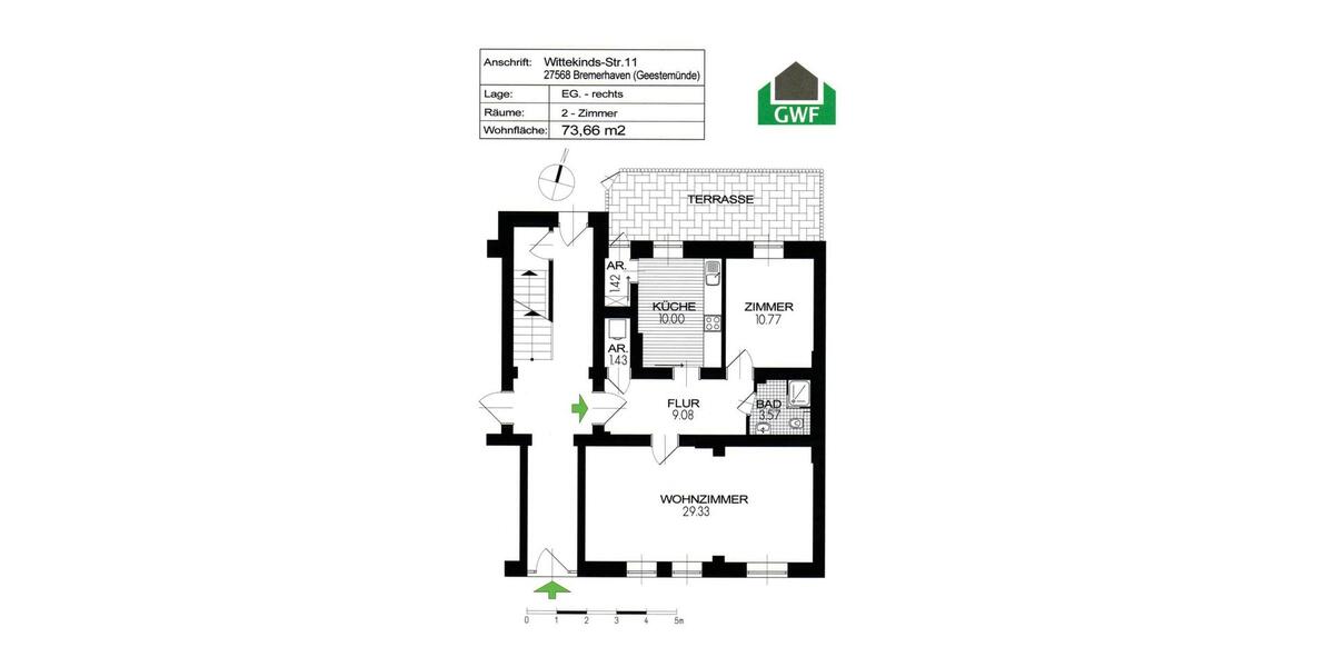 Erdgeschoßwohnung Bremerhaven Geestemünde - 2 Zimmer, 72 m&sup2;, 499&euro; | Angebot:24815548