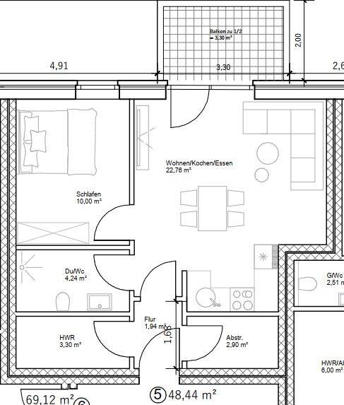 Etagenwohnung Brake - 2 Zimmer, 48 m&sup2;, 165.000&euro; | Angebot:25681577