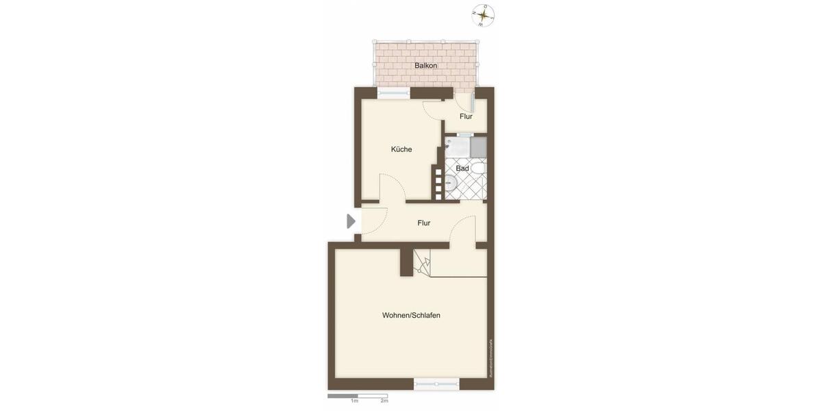 Hochparterre Bremerhaven Mitte - 1 Zimmer, 46 m&sup2;, 330&euro; | Angebot:26295568