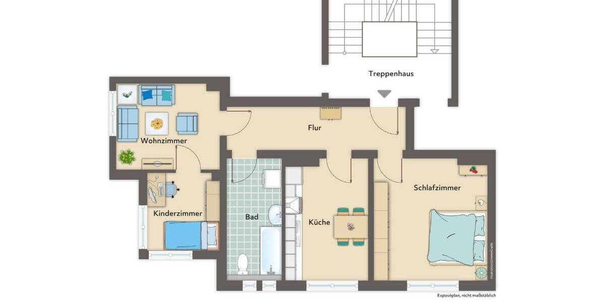 Etagenwohnung Bremerhaven Lehe - 3 Zimmer, 70 m&sup2;, 455&euro; | Angebot:26754080