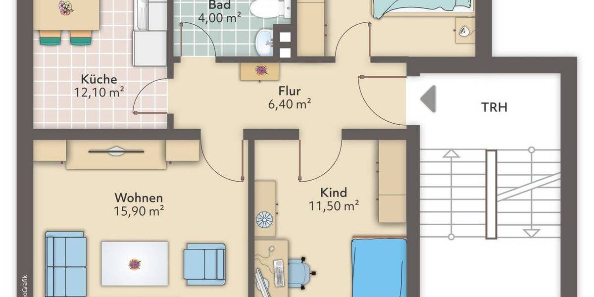 Etagenwohnung Bremerhaven Geestemünde - 3 Zimmer, 64 m&sup2;, 450&euro; | Angebot:26876092
