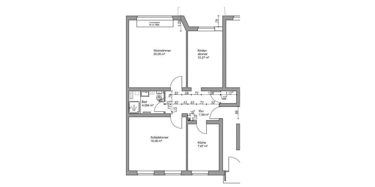 Hochparterre Bremerhaven Schiffdorferdamm - 3 Zimmer, 67 m&sup2;, 800&euro; | Angebot:26334862