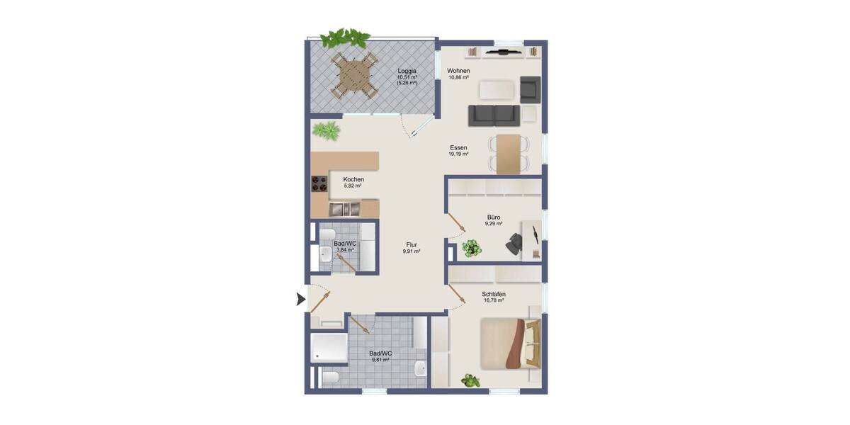 Etagenwohnung Wurster Nordseeküste Dorum - 3 Zimmer, 96 m&sup2;, 319.000&euro; | Angebot:25769638