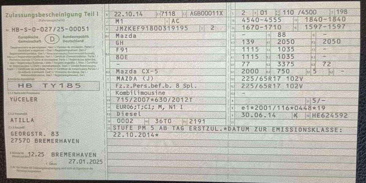 Mazda CX-5 224.000 km 9.980 &euro; Bremerhaven 27570