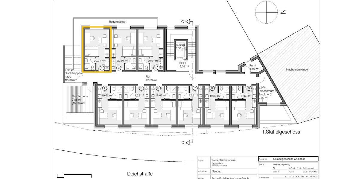 Etagenwohnung Bremerhaven Mitte - 1 Zimmer, 21 m&sup2;, 520&euro; | Angebot:26440559