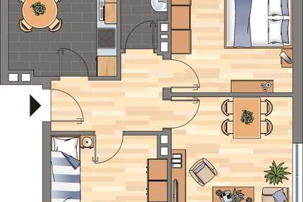 Wohnung Wilhelmshaven Bant - 3 Zimmer, 63 m&sup2;, 429&euro; | Angebot:26659396