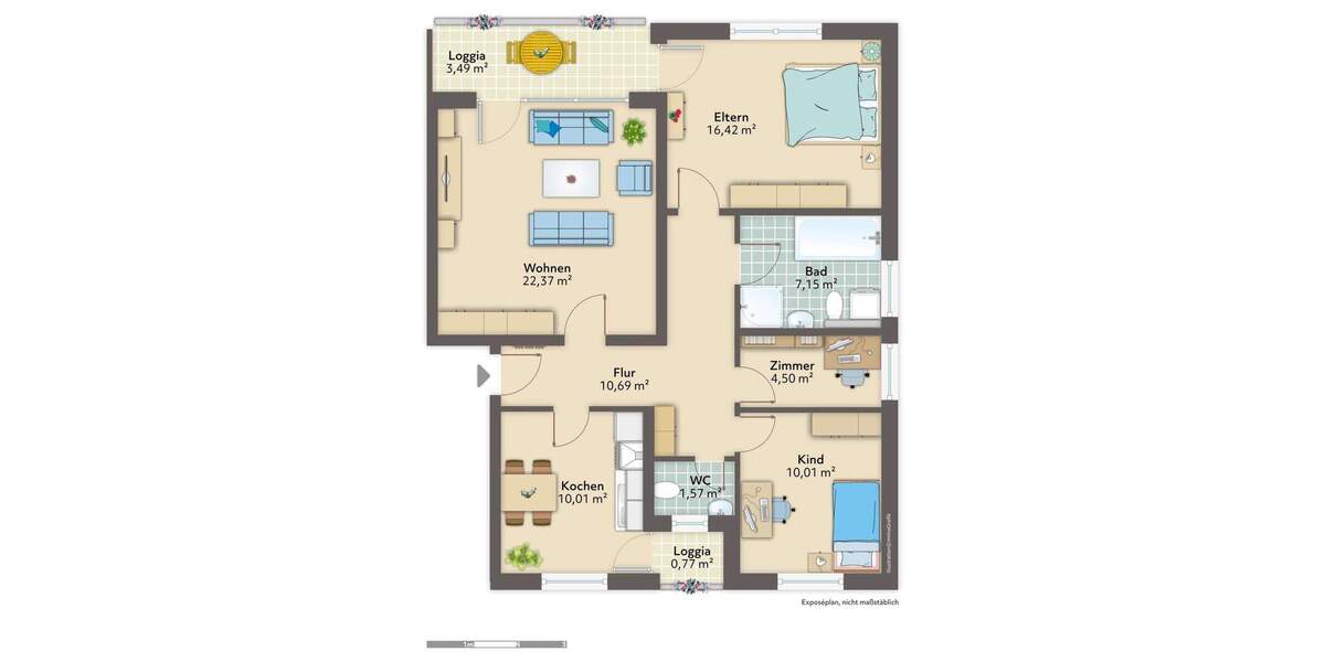 Etagenwohnung Bremerhaven Lehe - 3 Zimmer, 87 m&sup2;, 625&euro; | Angebot:25749026
