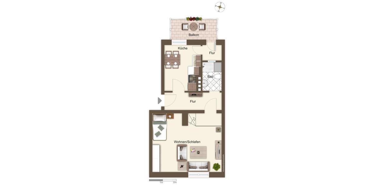 Erdgeschoßwohnung Bremerhaven Mitte - 1 Zimmer, 46 m&sup2;, 330&euro; | Angebot:25714966