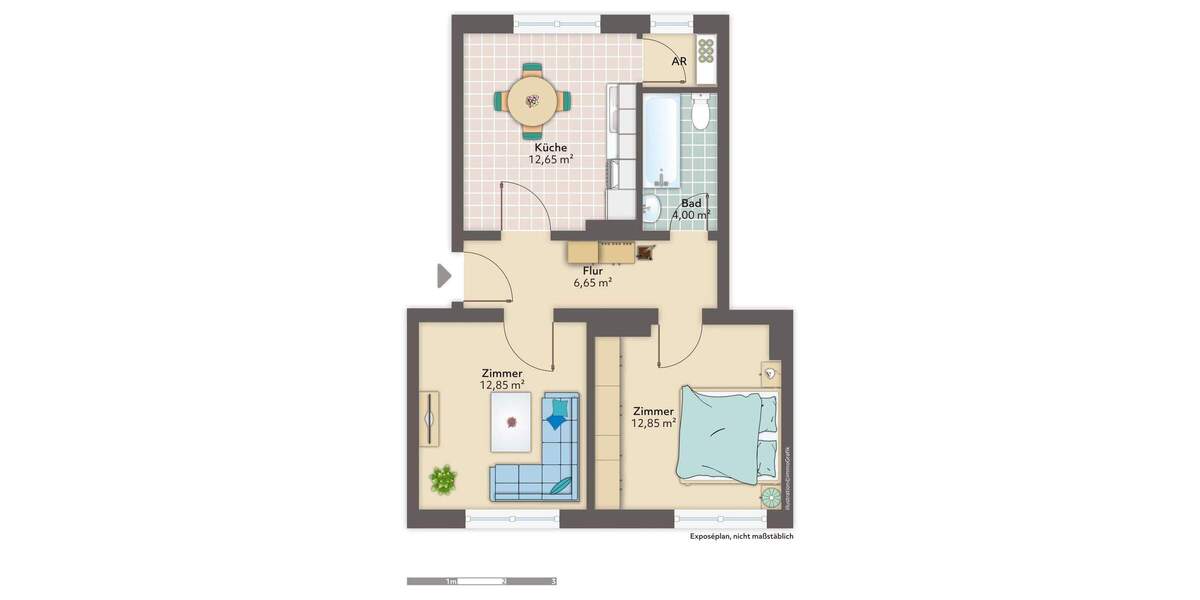 Etagenwohnung Bremerhaven Geestemünde - 2 Zimmer, 51 m&sup2;, 310&euro; | Angebot:25214692