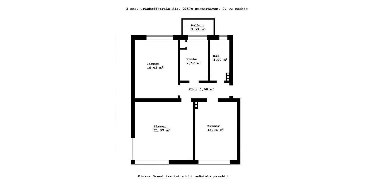 Etagenwohnung Bremerhaven Geestemünde - 3 Zimmer, 70 m&sup2;, 520&euro; | Angebot:26349125