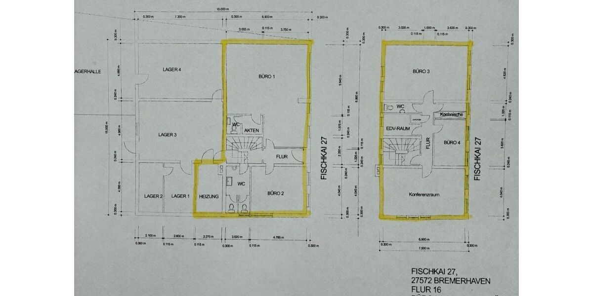 Provisionsfrei* Gewerbehof - 2 Bürogebäude, 240 m² Lager & 13 Garagen direkt am Wasser - Gewerbeobjekt Bremerhaven Fischereihafen (Stadtteil) | Angebot:24480932