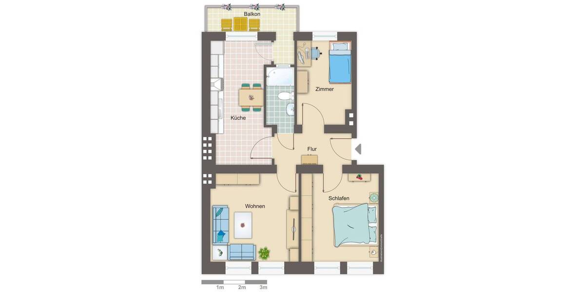 Etagenwohnung Bremerhaven Lehe - 3 Zimmer, 68 m&sup2;, 400&euro; | Angebot:26869334