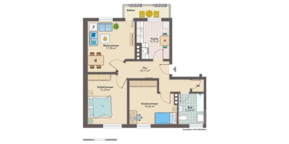 Etagenwohnung Bremerhaven Geestemünde - 3 Zimmer, 76 m&sup2;, 535&euro; | Angebot:26912955